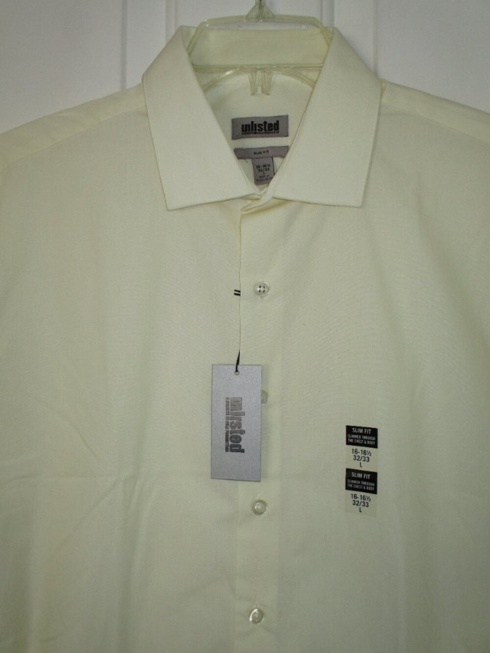 Kenneth Cole Unlisted Mens L/S Ivory Cotton/Poly Dress Shirt NWT-16.5/32-33 Slim